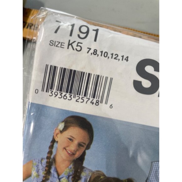 Simplicity 7191 Sewing Pattern Sizes K5 7-14 Childs And Girls Tops Skirts UNCUT - Picture 5 of 6